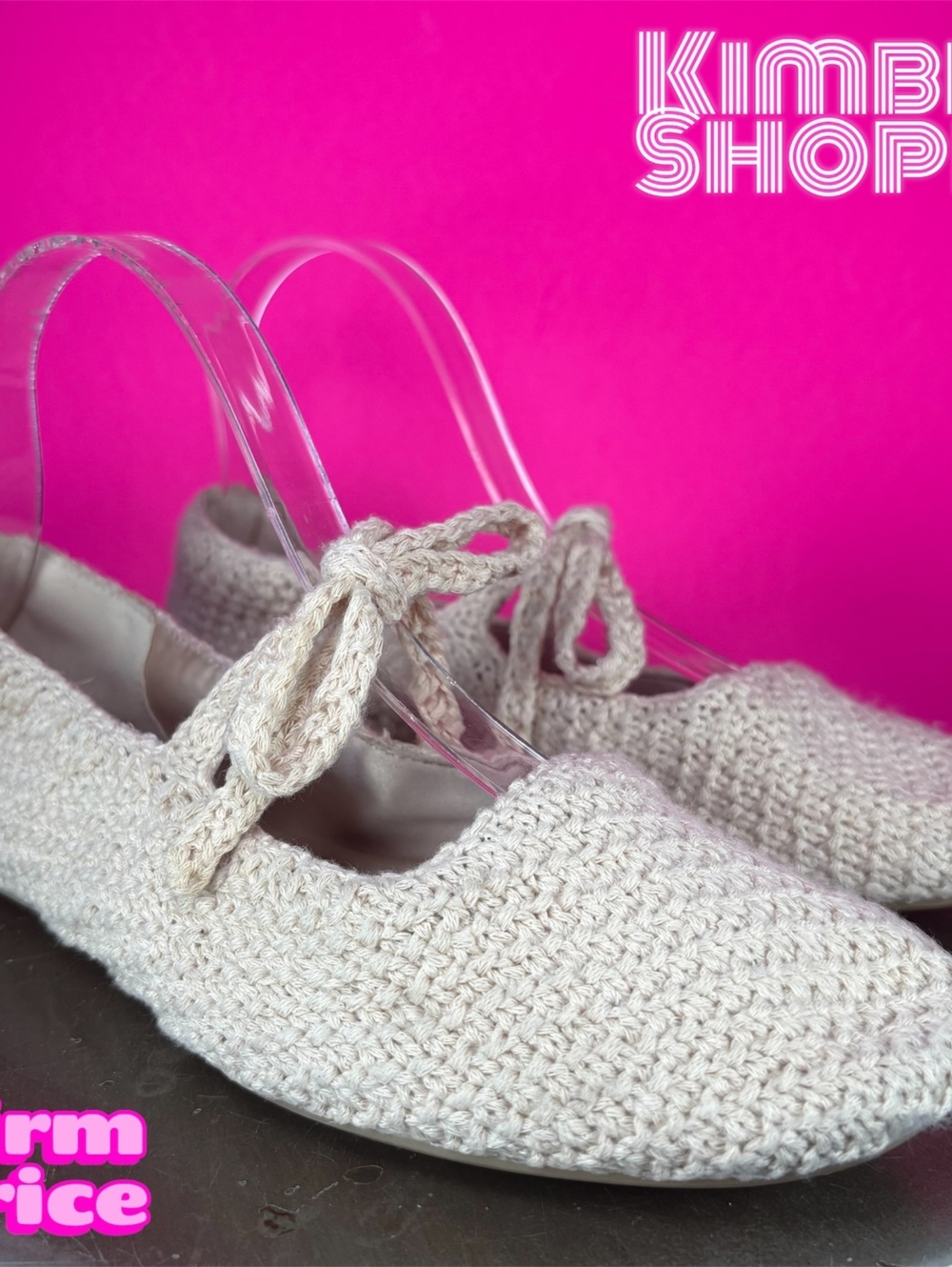 Zara Cream Crochet Bow Tie Ballerina Flat EU 38 US 7